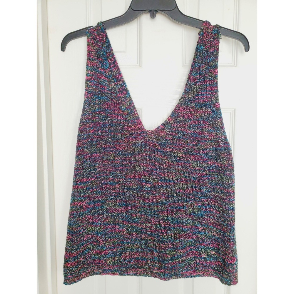Ashley Stewart Sweater Tank Multicolor Twist Front Knit V-Neck Plus Size 2X